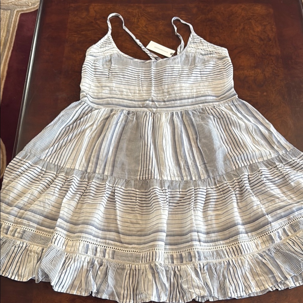 Elegant Blue and White Striped Women's Dress